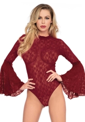 Leg Avenue Lace bell sleeve teddy Red O/S