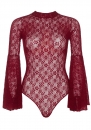  Leg Avenue Lace bell sleeve teddy Red O/S 