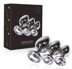 Set 3pcs  Anal Plugs Silver-Clear