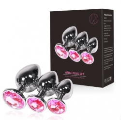 Set 3pcs  Anal Plugs Silver-Pink