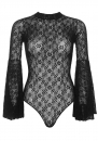  Leg Avenue Lace bell sleeve teddy Black O/S 